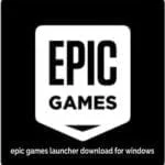 An image of the epic games launcher download for windows. The logo features a stylized capital letter 'E’ in Black colour, with a distinctive square design. The letter ‘E' is set against White background cover with black outer in square shape. This logo is a symbol of the epic games launcher download for windows.