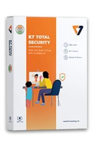 An image of the K7 total security, free trial logo. The logo features a straight normal letter 'K’ in White colour. The letter ‘K' is set in dark purple, yellow background. This logo is a symbol of the K7 total security, free trial logo, Unleash the Power of Protection