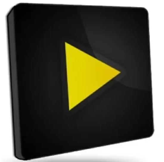 An image of the Videoder logo. The logo features a symbol of straight button pointed to right light yellow in colour and set in dark black background. This logo is a symbol of the Videode logo.